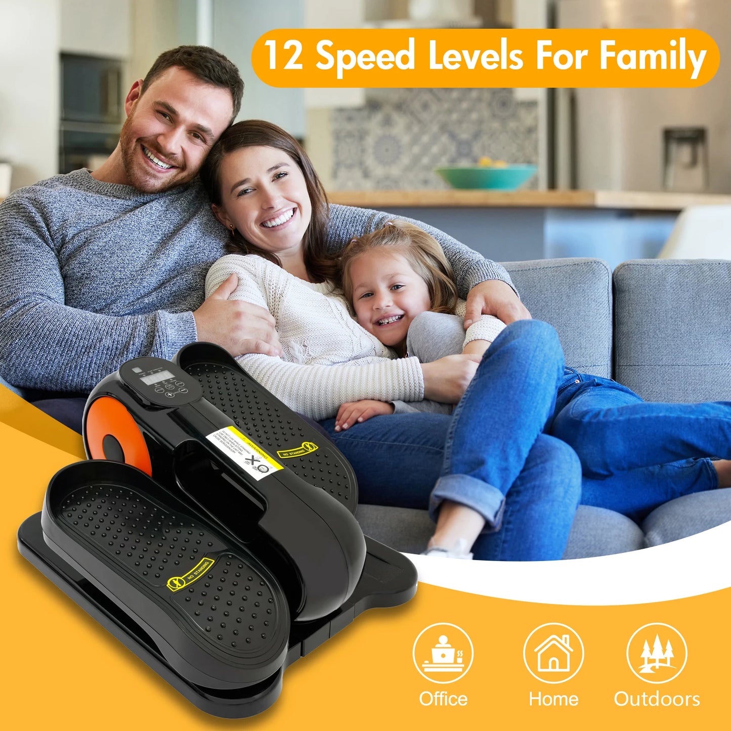 Gamewiu Under Desk Elliptical Machine Pedal Exerciser 12 Speed Quiet Portable