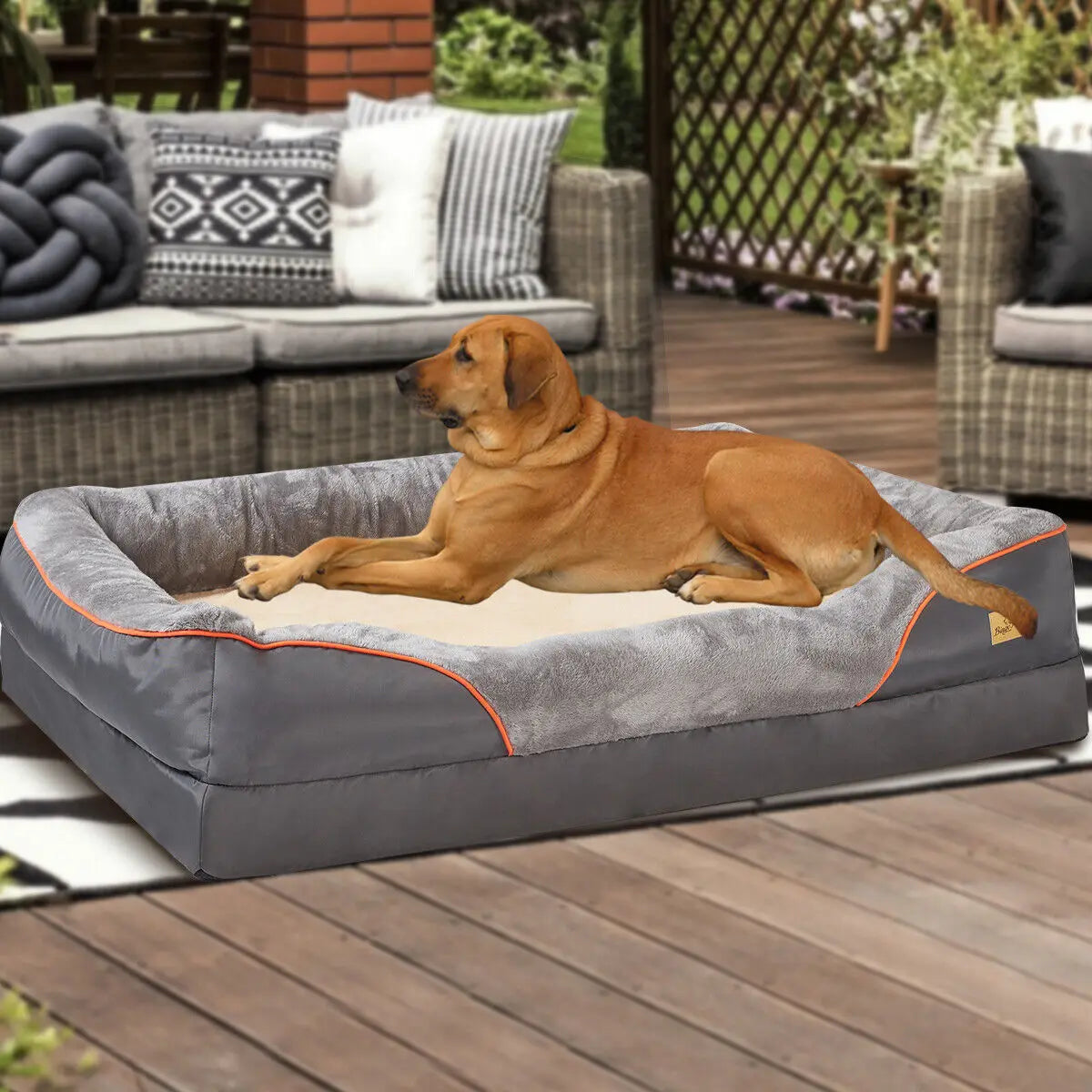 BINGOPAWCN Orthopedic Dog Bed With Removable Cotton Padded Bolster