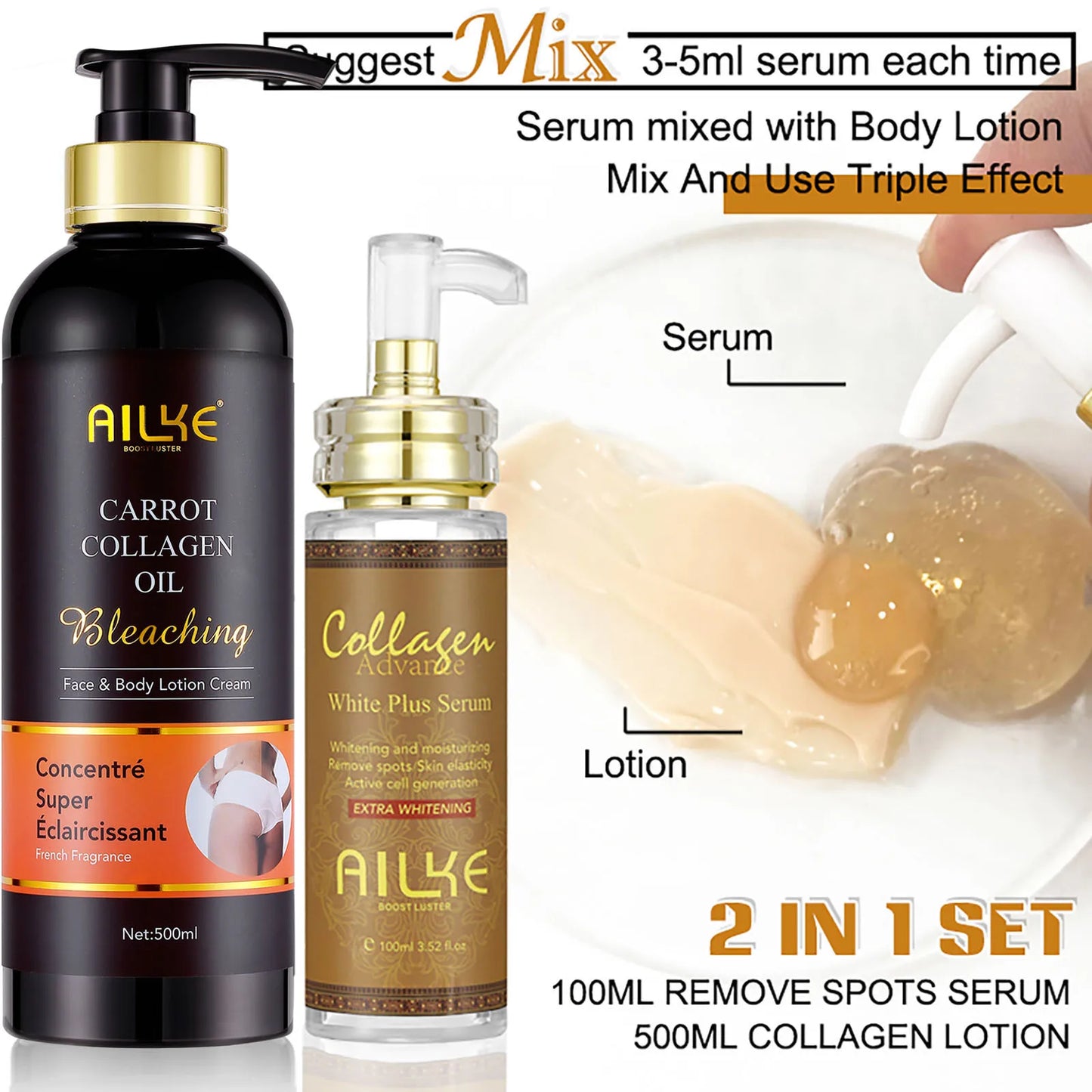 AILKE Collagen Skin Care Kit Whitening And Dark Spot Corrector