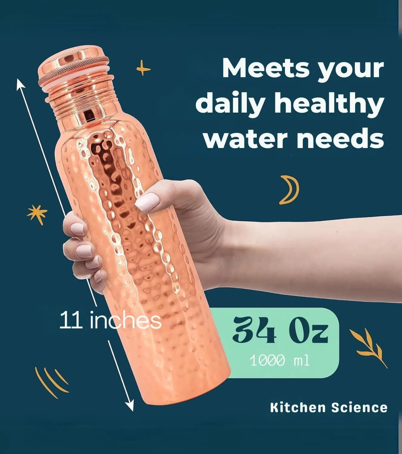 XMSJ Copper Water Bottle Lab Tested Leakproof with Sleeve Bag