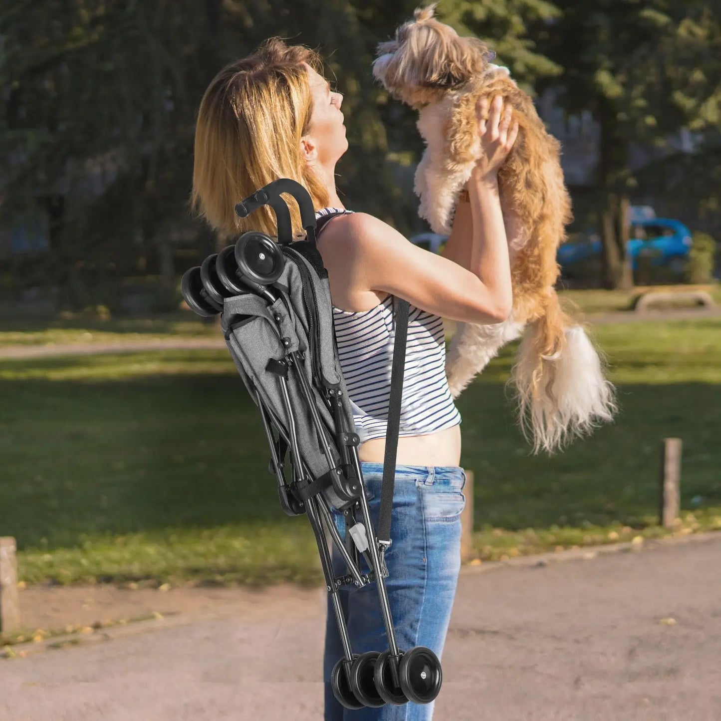 Travel Portable Pet Stroller For Dogs And Cats Foldable Lightweight