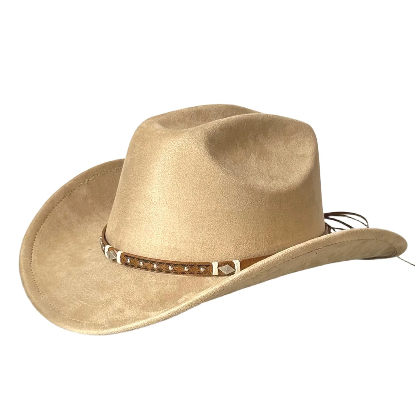 Unisex Cowboy Hats With Embellished Band Wide Brim For Travel