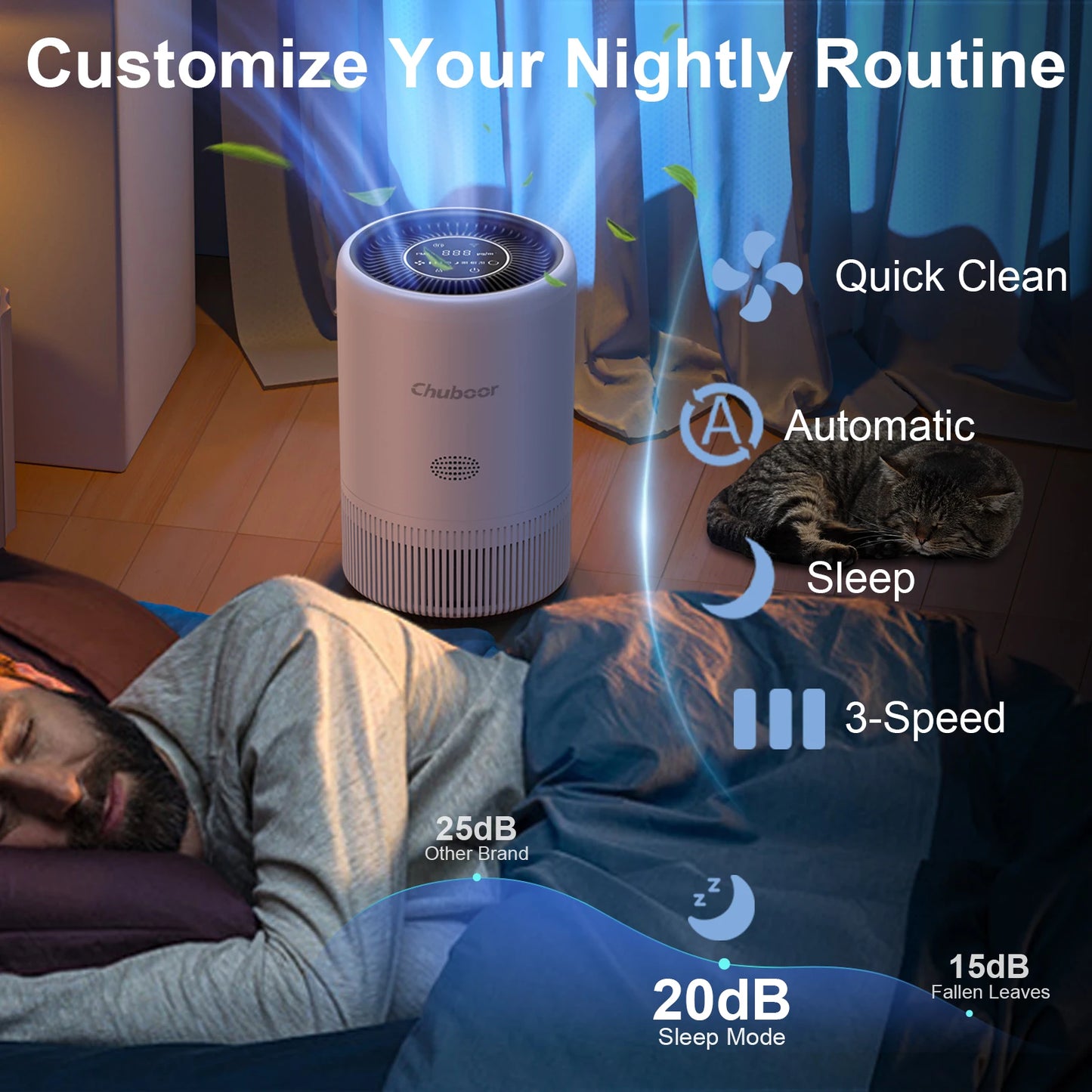 Chuboor Smart Air Purifier With App Control HEPA For Home