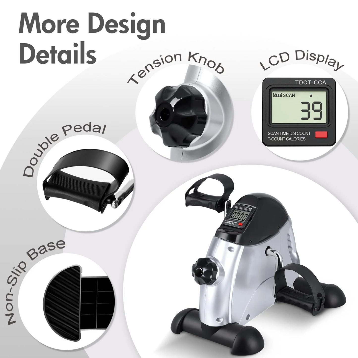 Mini Under Desk Pedal Exerciser For Leg Arm And Knee