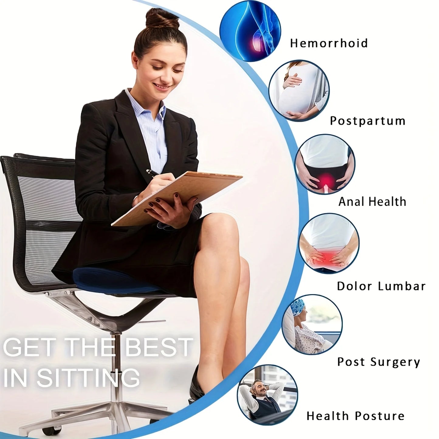 Orthopedic Memory Foam Donut Pillow Coccyx Seat Cushion
