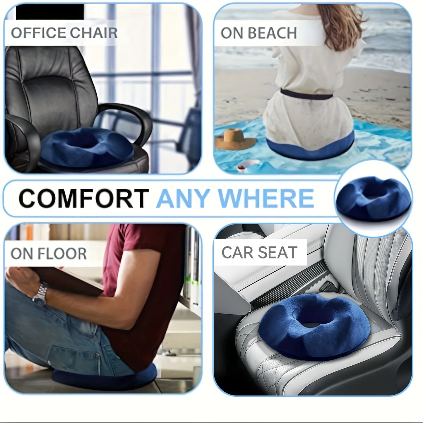 Orthopedic Memory Foam Donut Pillow Coccyx Seat Cushion