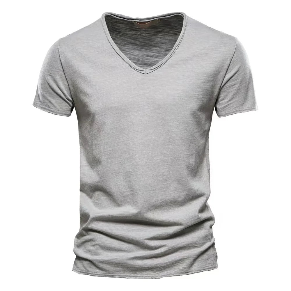 men’s pure cotton v-neck t-shirt
