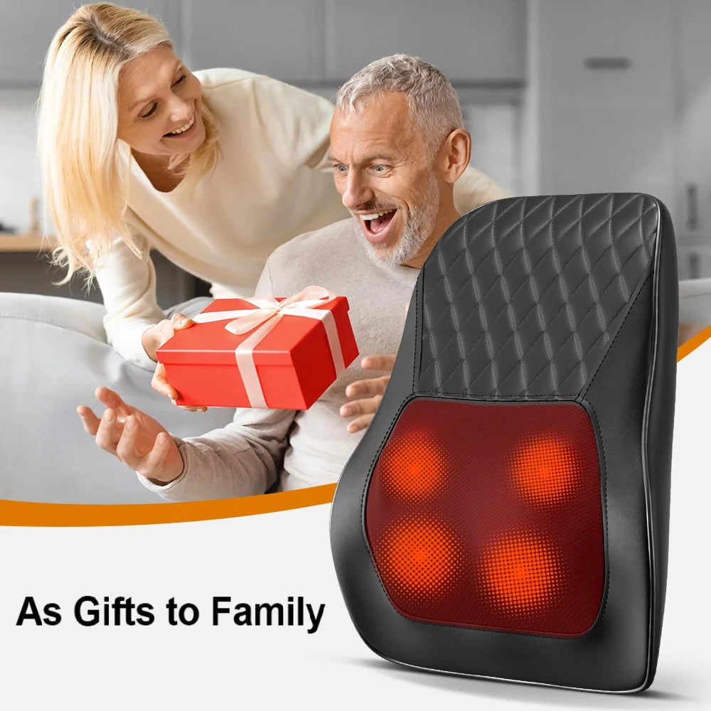 HIMOU Back Massager With Heat 3D Kneading Neck Pillow