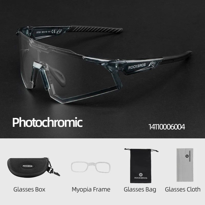 ROCKBROS Photochromic Polarized Cycling Glasses With Adjustable Nose