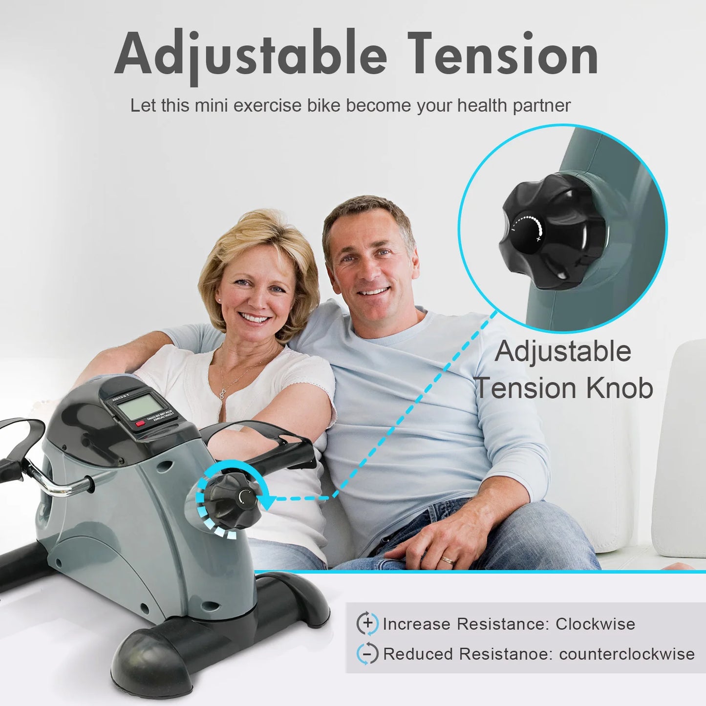 Under Desk Pedal Exerciser With Lcd Display For Leg Knee