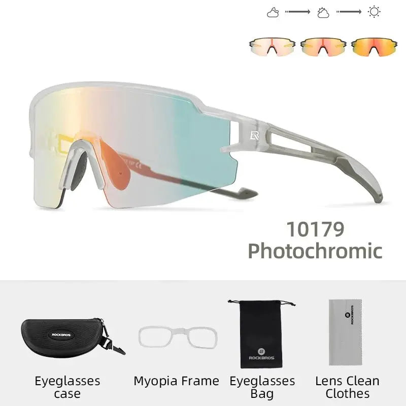 ROCKBROS Photochromic Polarized Cycling Glasses Built In Myopia Frame