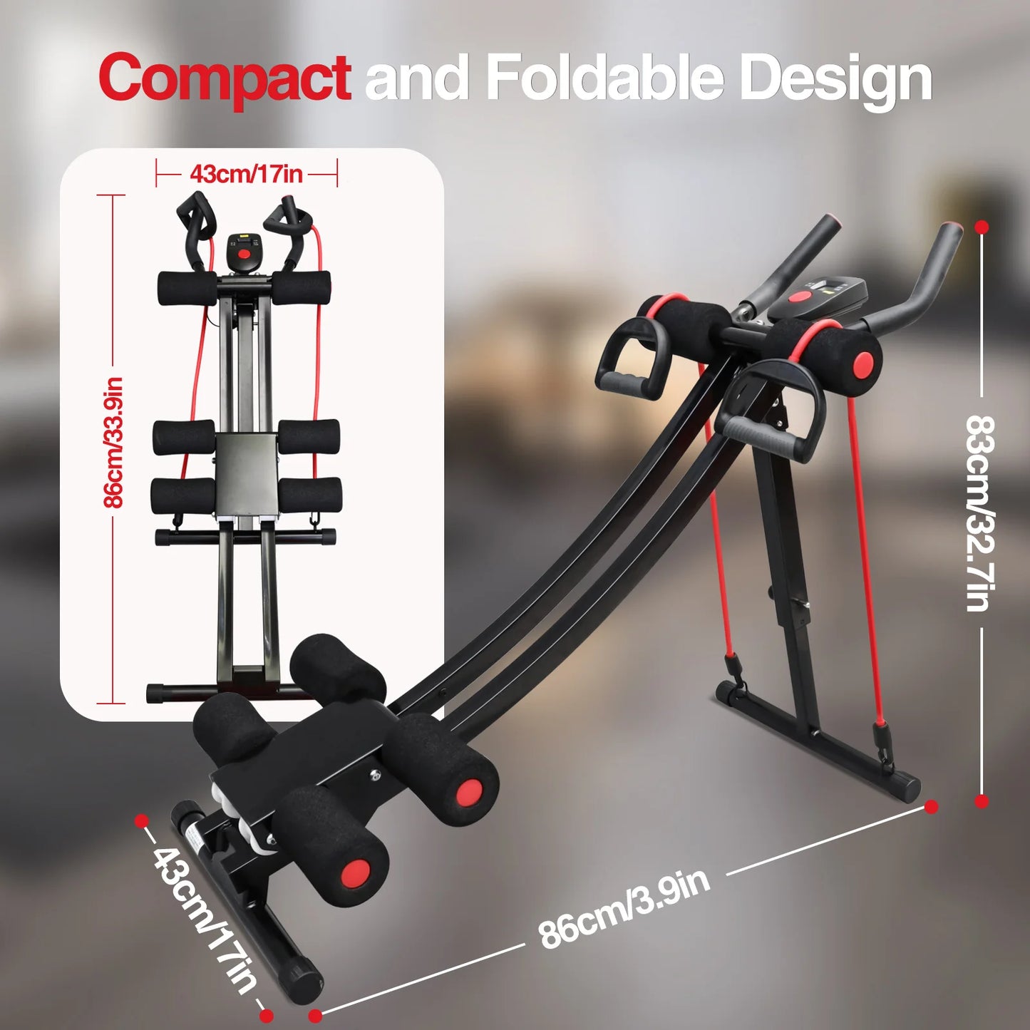 Foldable Ab Machine For Home Gym Core And LCD Display