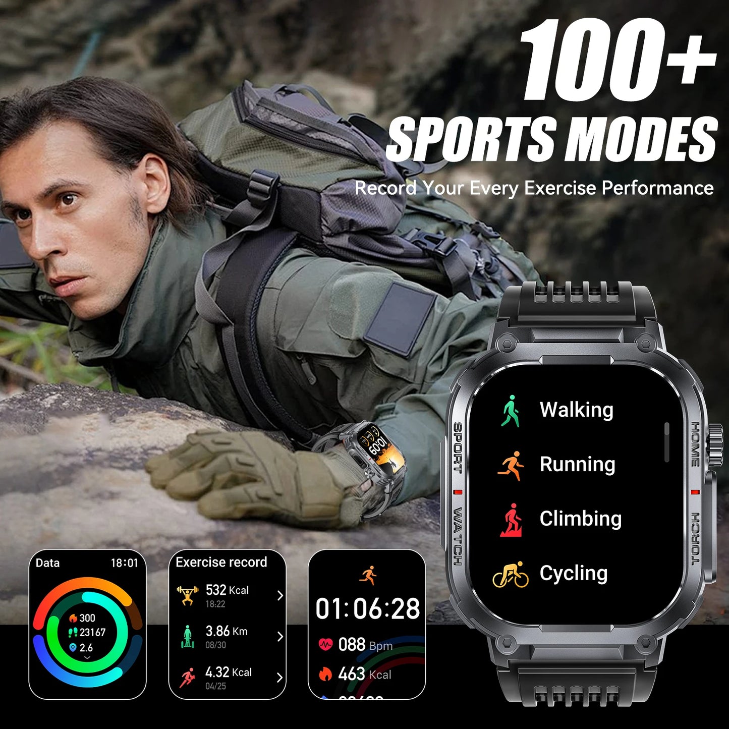 EIGIIS S320B Smart Watch Men Heart Rate Fitness Tracker