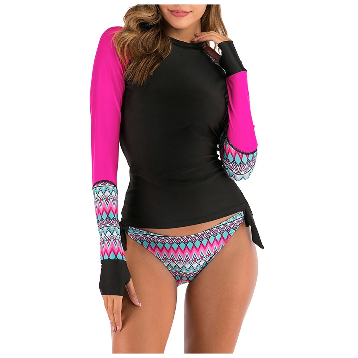 long sleeve UV protection rash guard bikini set