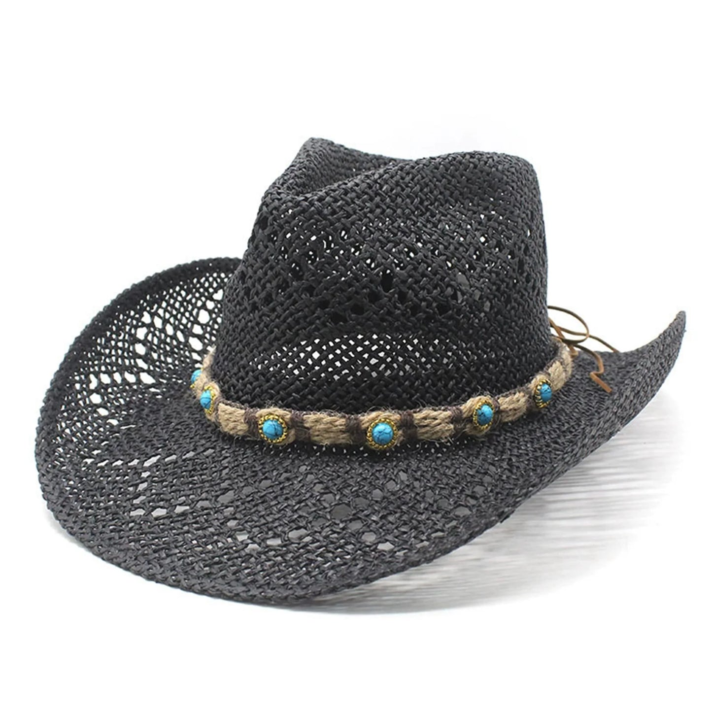 Chic Straw Sun Hat With Stylish Strap Breathable Wide Brim