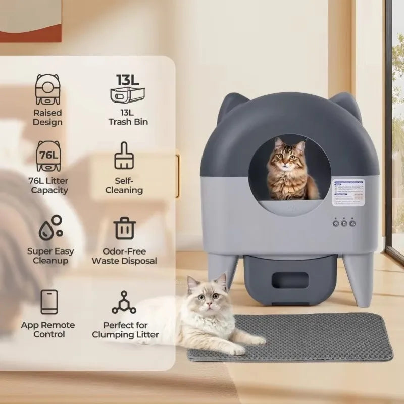 Lunapurr Automatic Cat Litter Box Self Cleaning Odor Control App