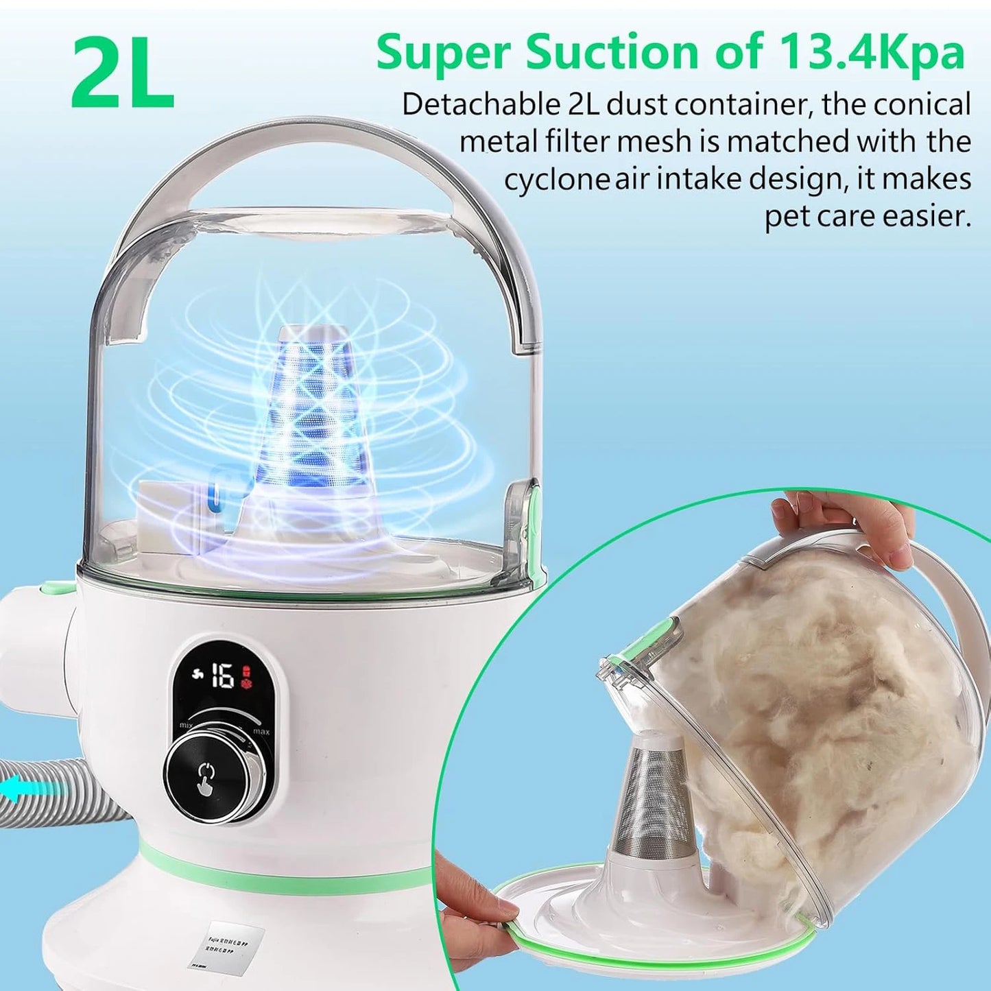 HiMISS Pet Grooming Vacuum Kit With 5 Tools For Pets