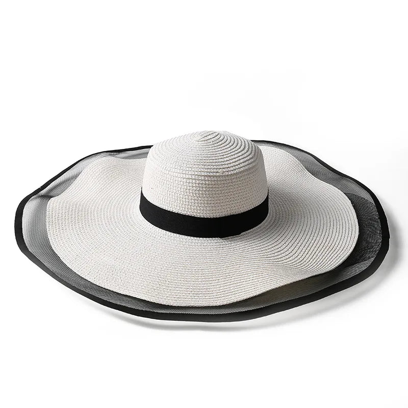 Women Wide Brim Sun Hat Foldable Straw Visor UV Protection