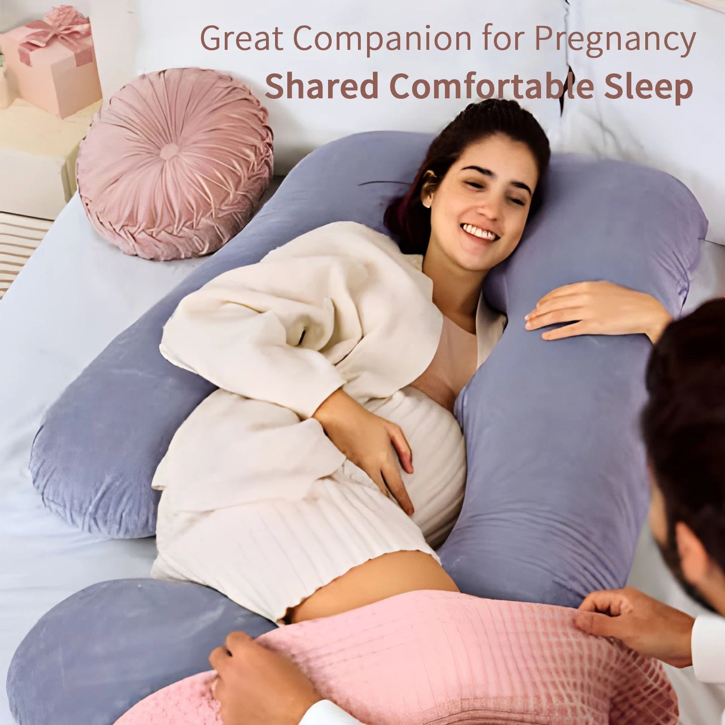 NONECN G Shaped Pregnancy Pillow Full Body Maternity Removable Cover