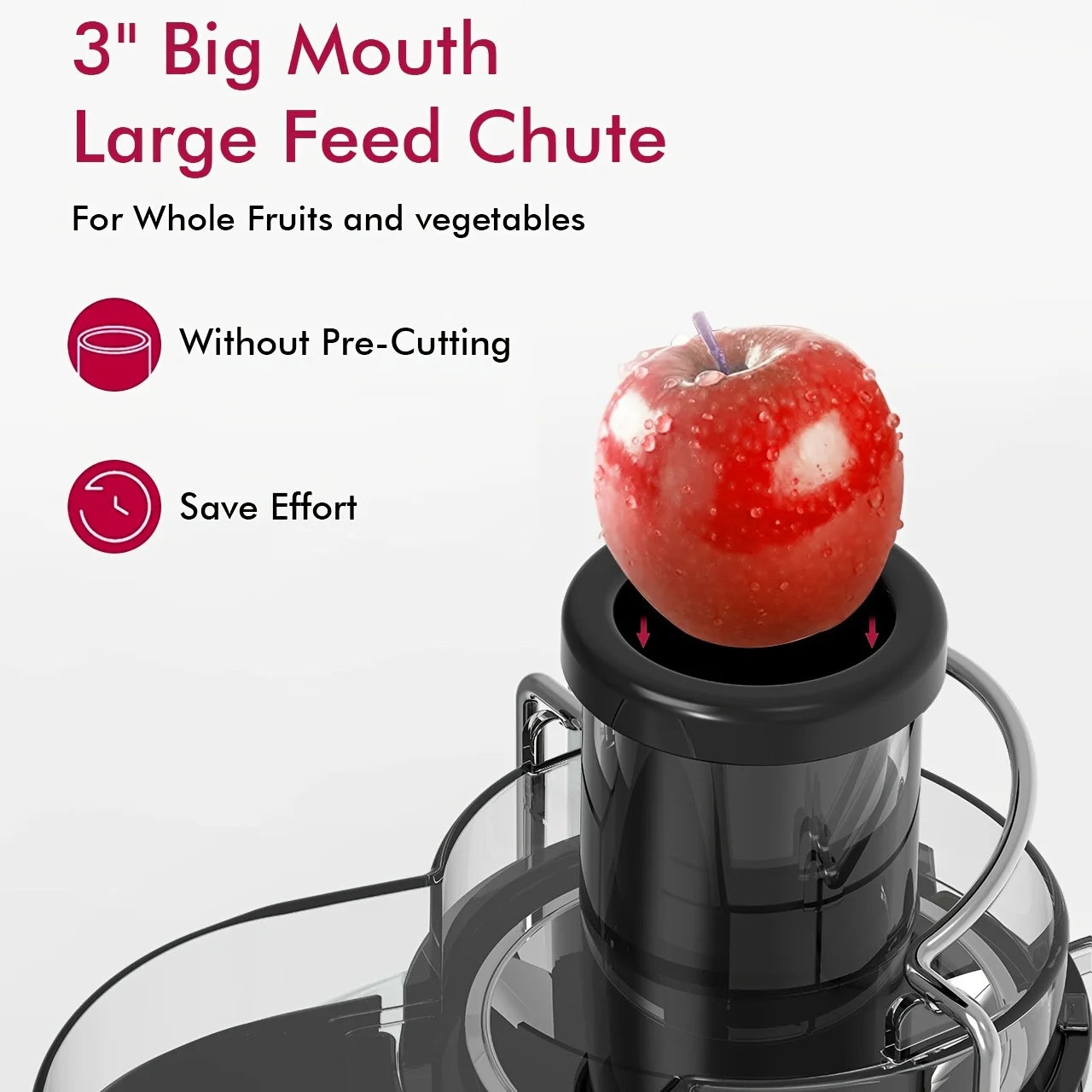 SiFENE Easy Clean Juicer Stainless Steel 800W 3 Speeds