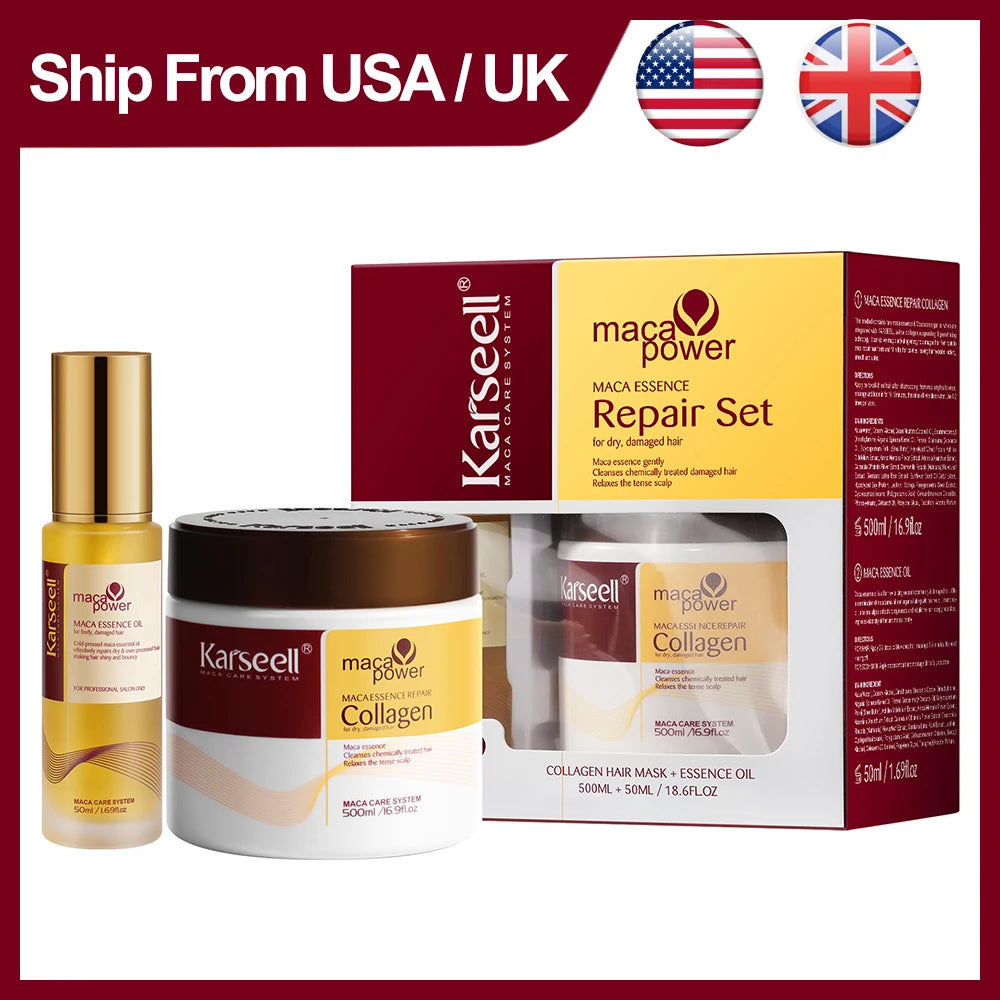 Karseell Collagen Hair Mask And Argan Oil Hair Serum Set For All Hair Types