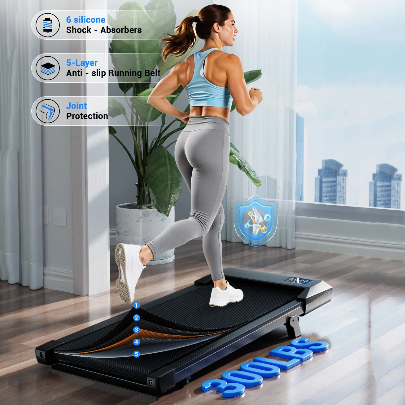 Superun Under Desk Walking Pad Treadmill 2.5 HP Quiet Portable LED Display