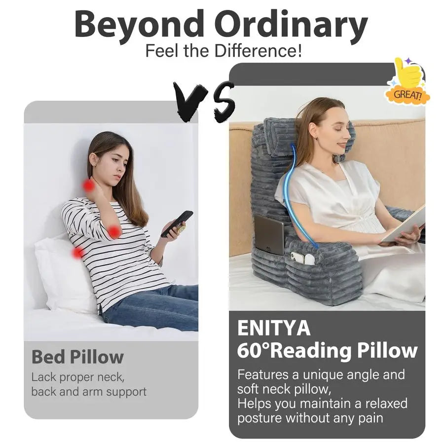 Back Reading Pillow With Armrests For Bed TV Watching