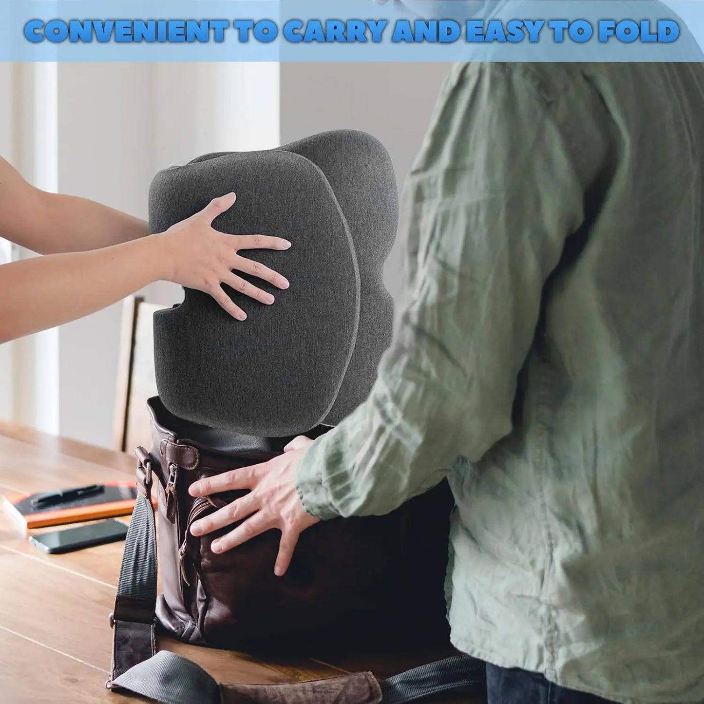 NONECN Memory Foam Office Chair Seat Cushion With Backrest
