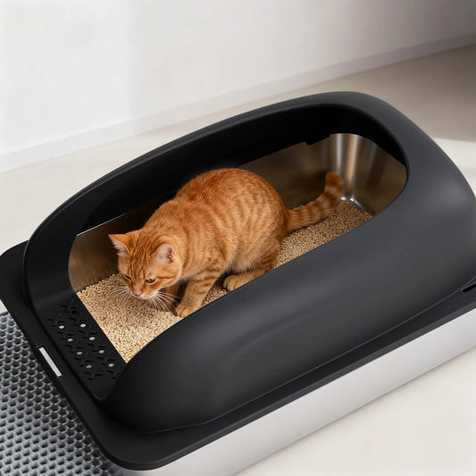 JHK Stainless Steel Cat Litter Box With Lid Included