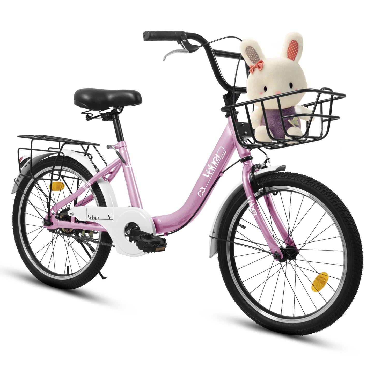 Ecarpat Kids Bicycle With Basket Rear Seat V Brakes
