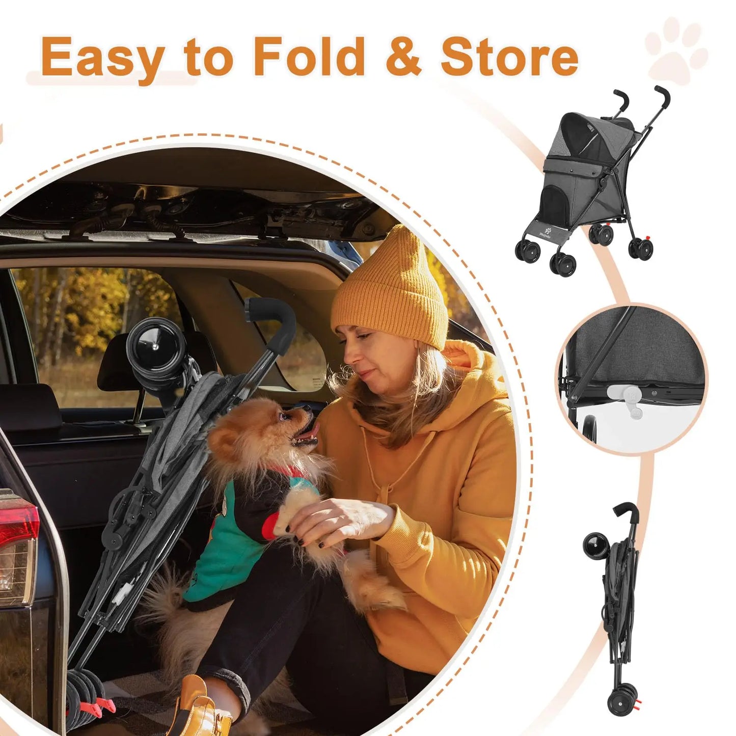 Travel Portable Pet Stroller For Dogs And Cats Foldable Lightweight