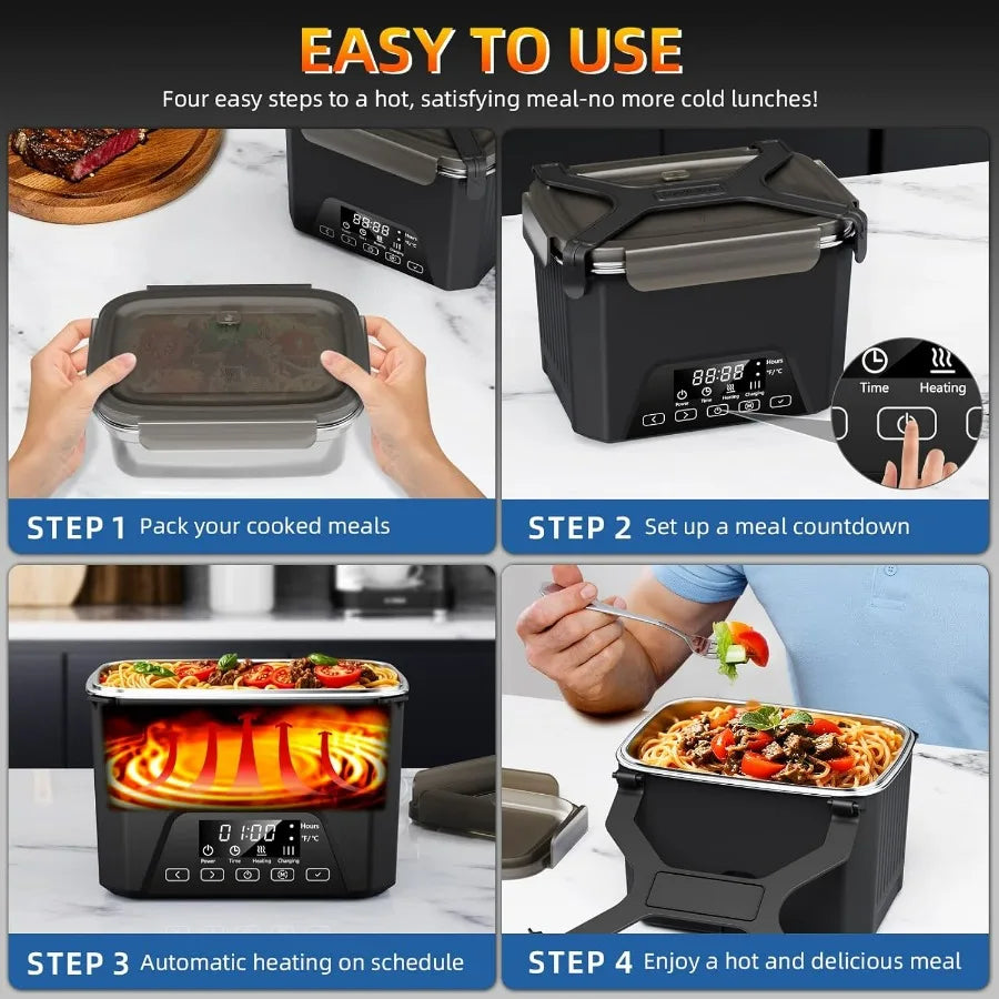 Cordless Electric Lunch Box 1.2L Self Heating BPA Free