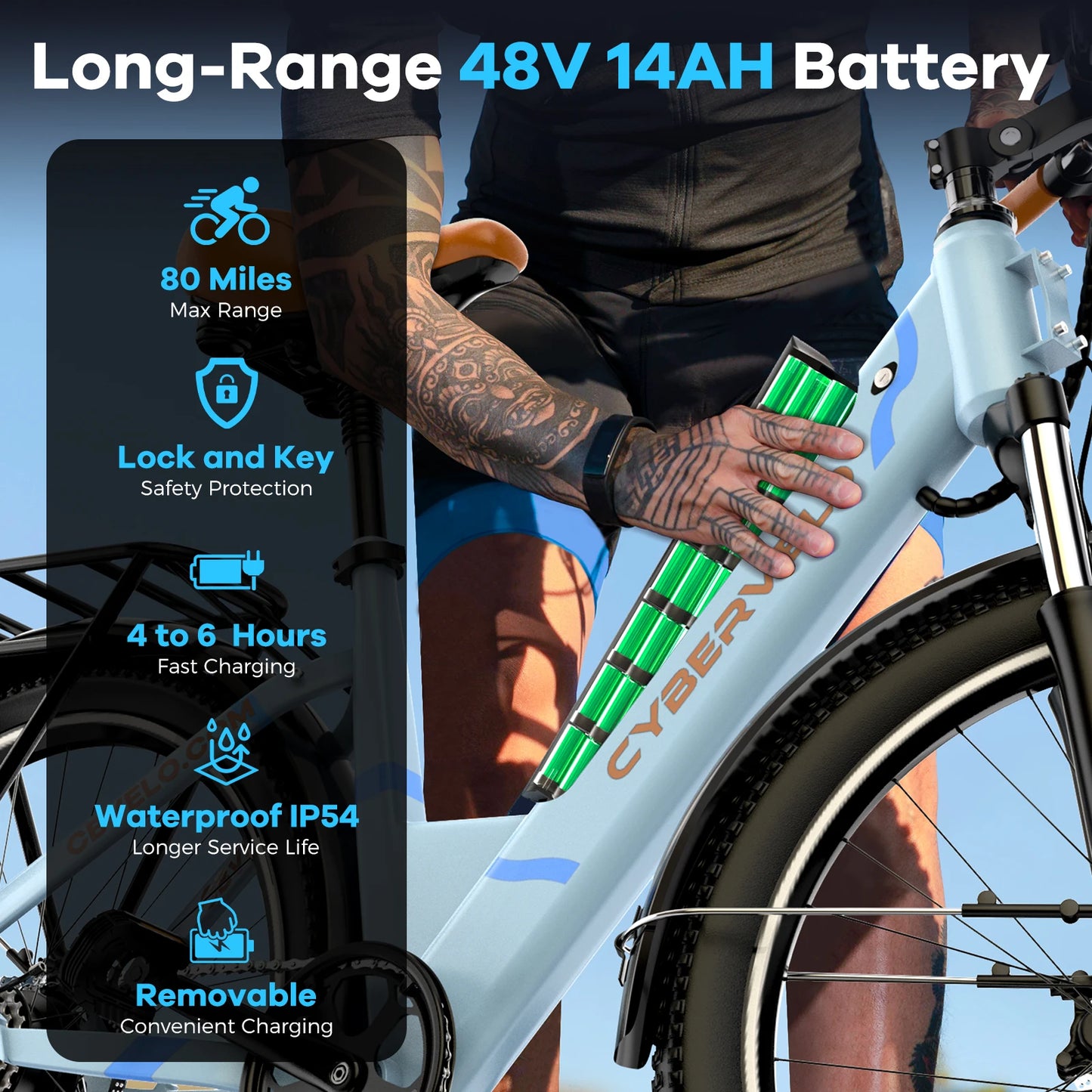 Cybervelo Urban Commute E Bike EK2 With Detachable Battery