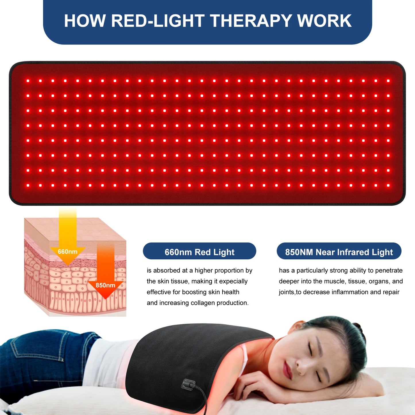 LOVTRAVEL Near Infrared Therapy Pad For Full Body 660nm 850nm