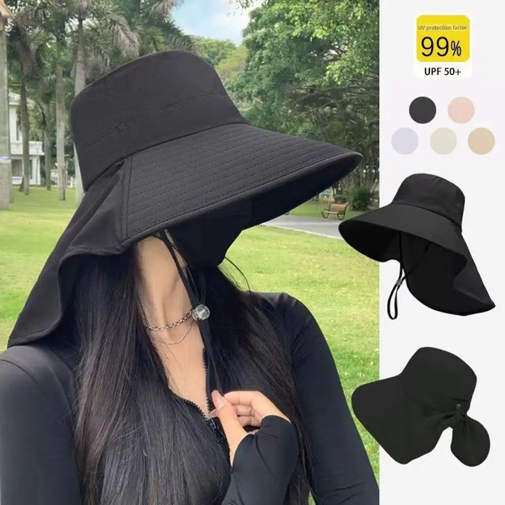 Unisex UV Protection Sun Hat With Neck Flap Wide Brim