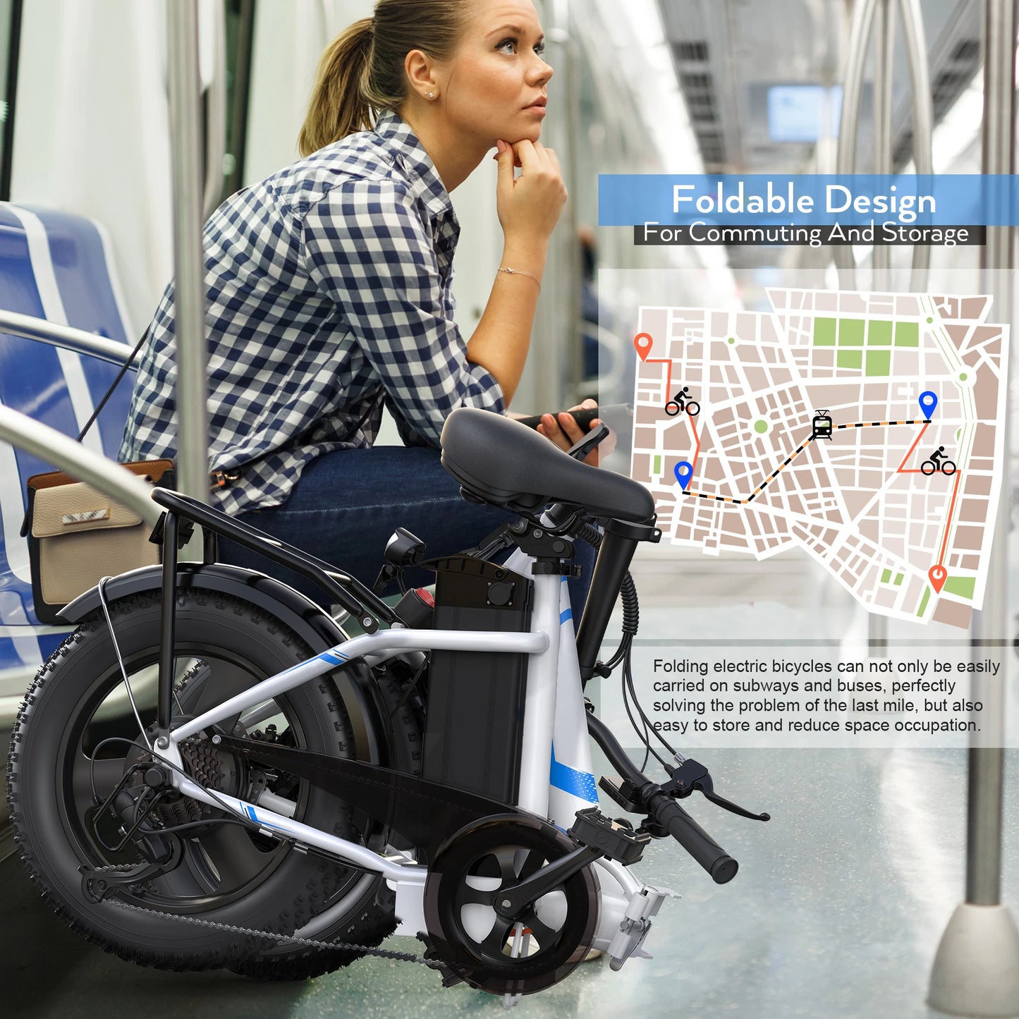 ViviFolded 350W Folding Electric Bike With 48V Removable Battery