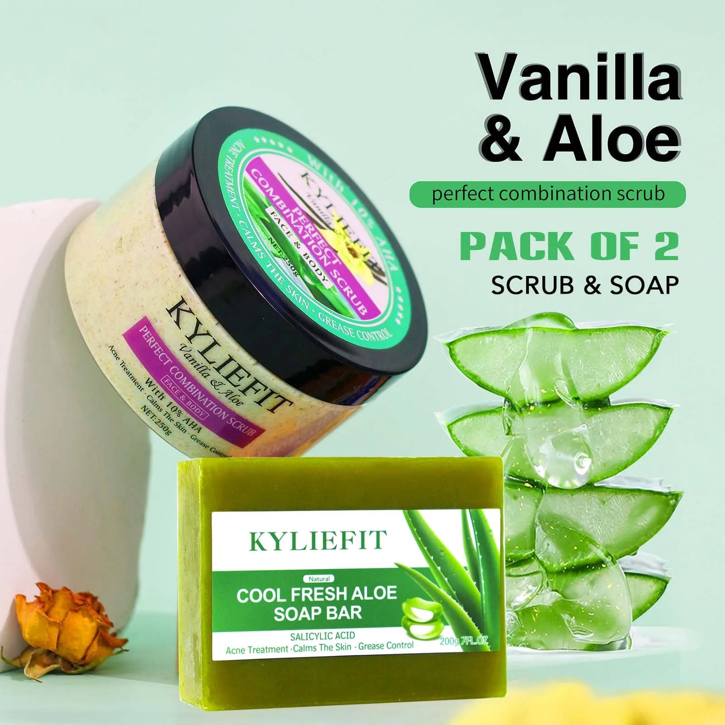 AILKE Premium Organic Scrub Set For Face Body Hands Moisturizing