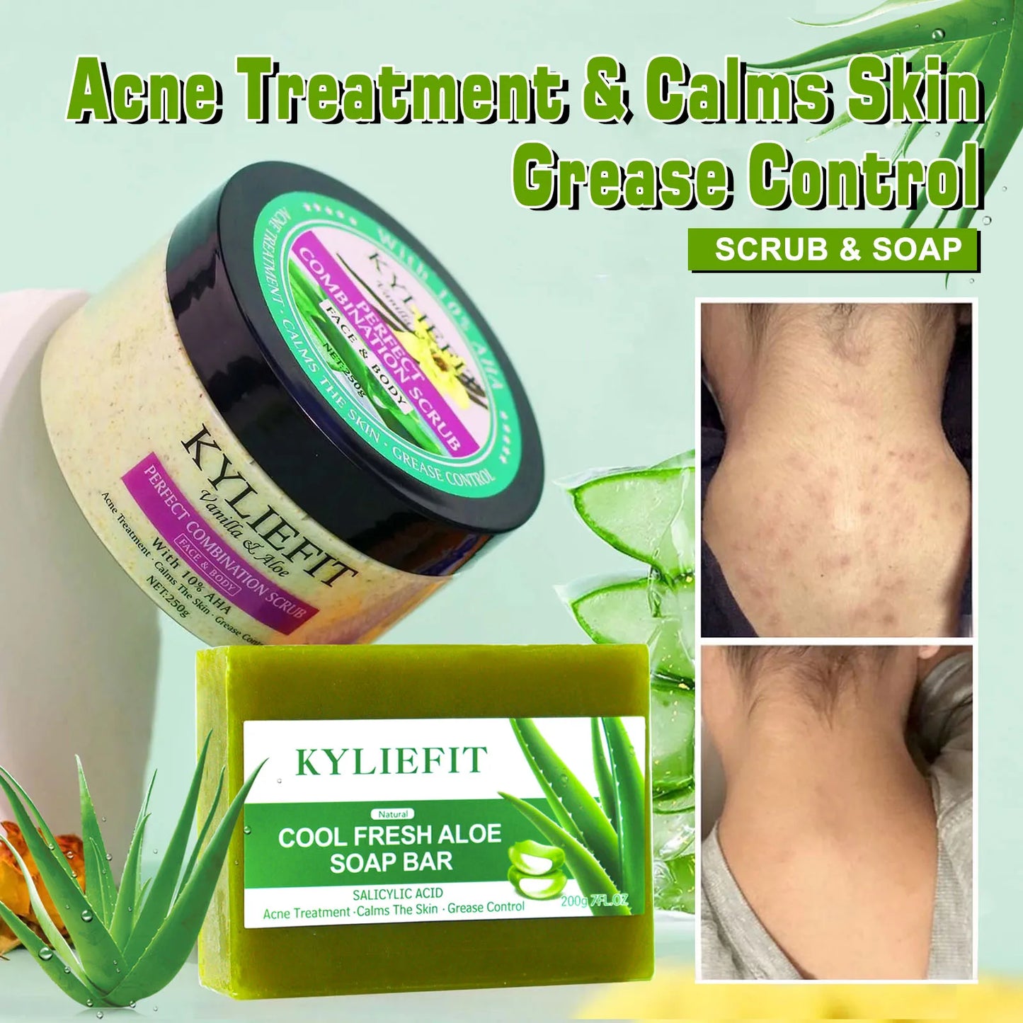 AILKE Premium Organic Scrub Set For Face Body Hands Moisturizing