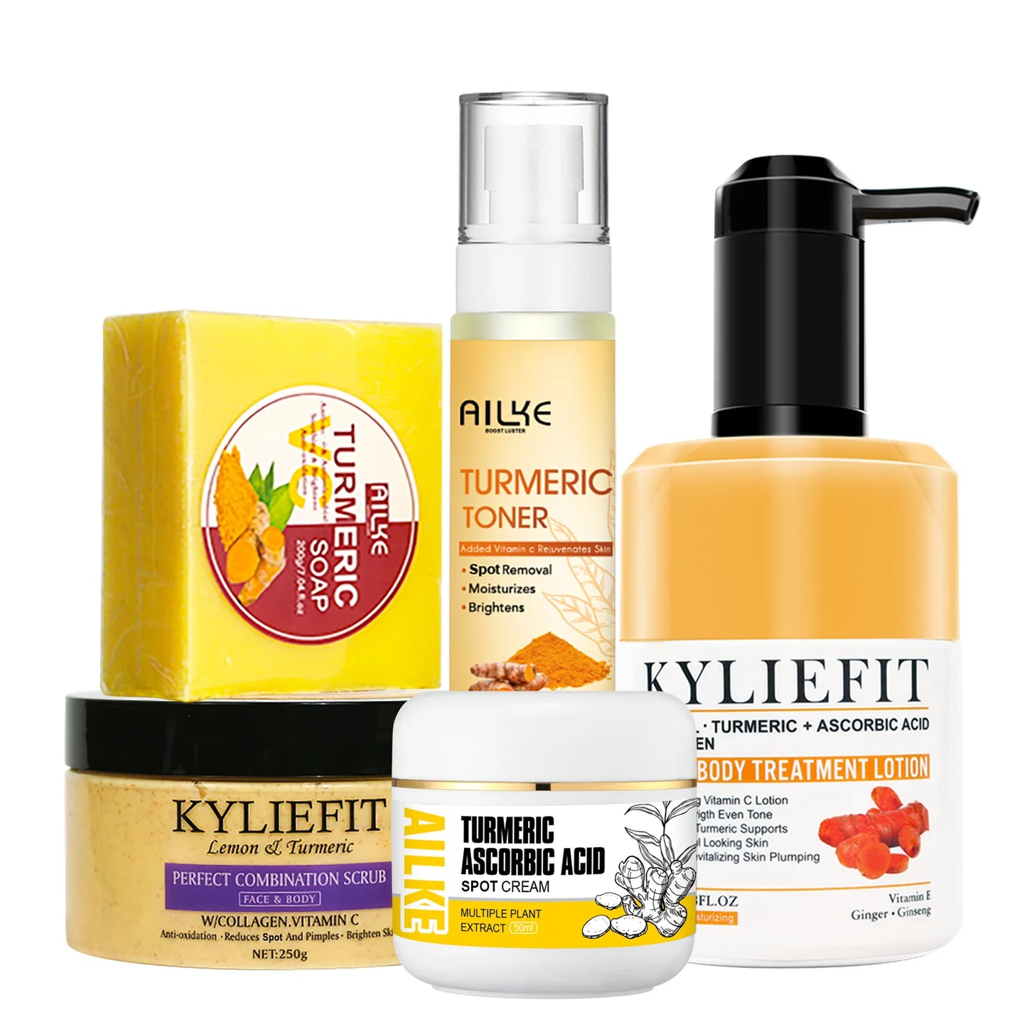 AILKE Organic Turmeric Skin Care Set for Acne and Tone