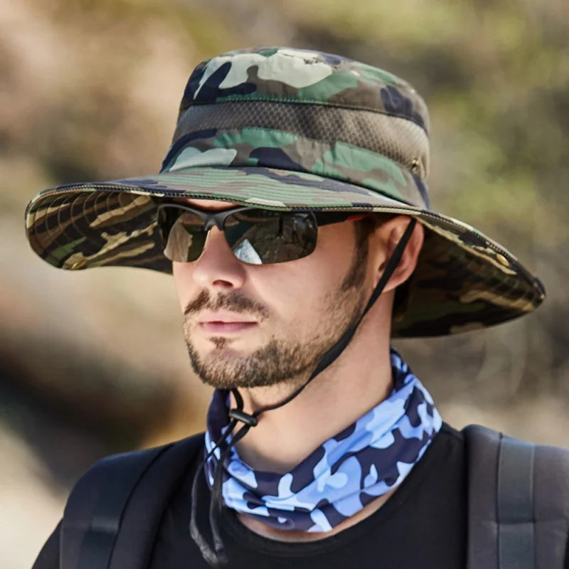 NONECN Men Bucket Hat Breathable Sun Protection Fisherman Hat