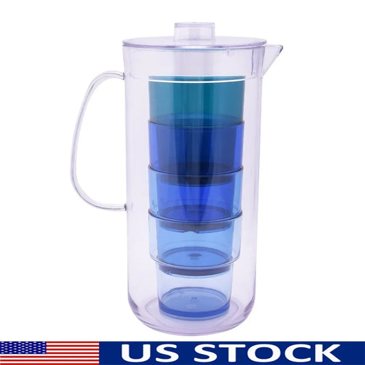 Acrylic Pitcher And Stackable Tumbler Set Dishwasher Safe BPA Free