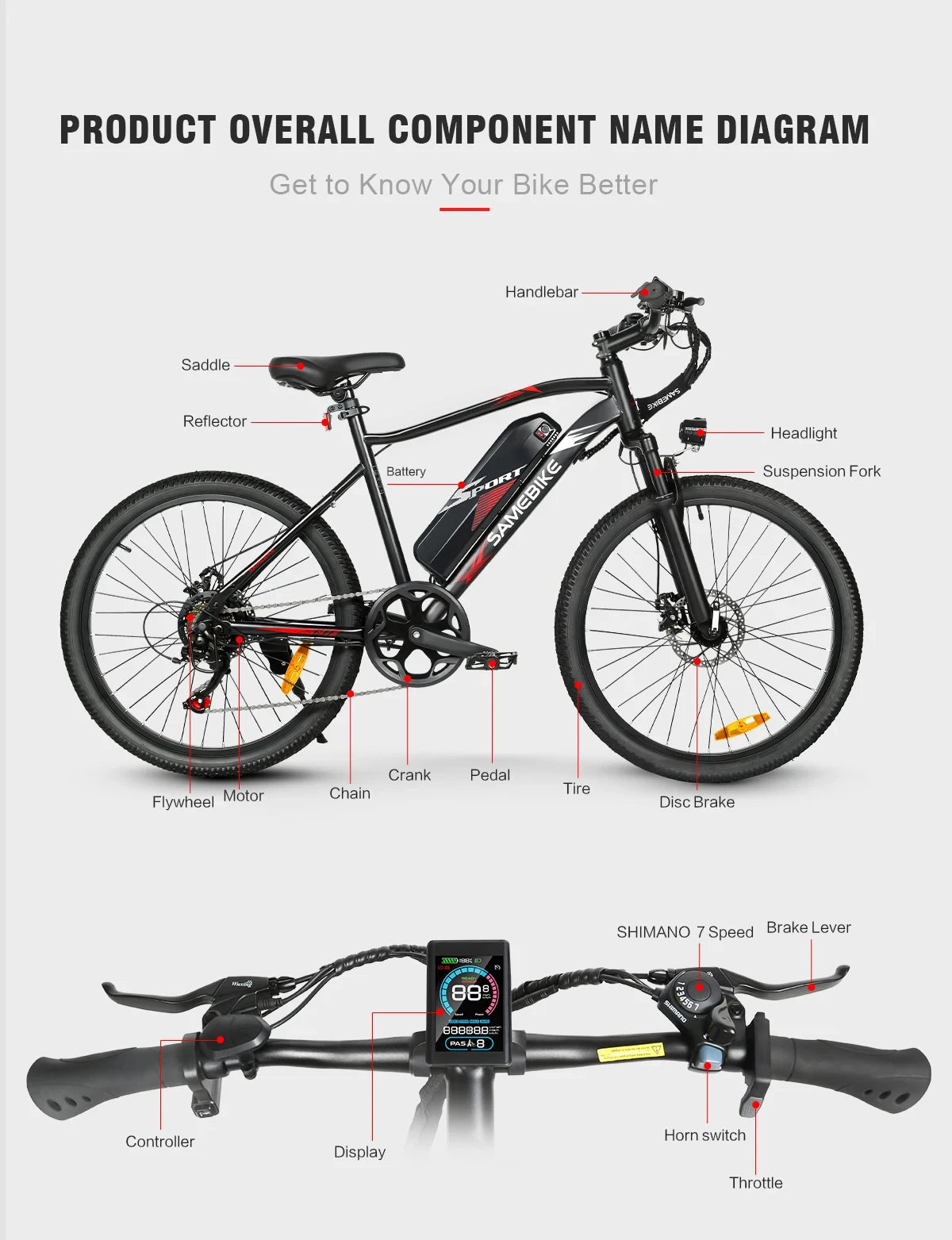 EBE2 350W 36V 13Ah All Terrain Electric Bicycle For Adults