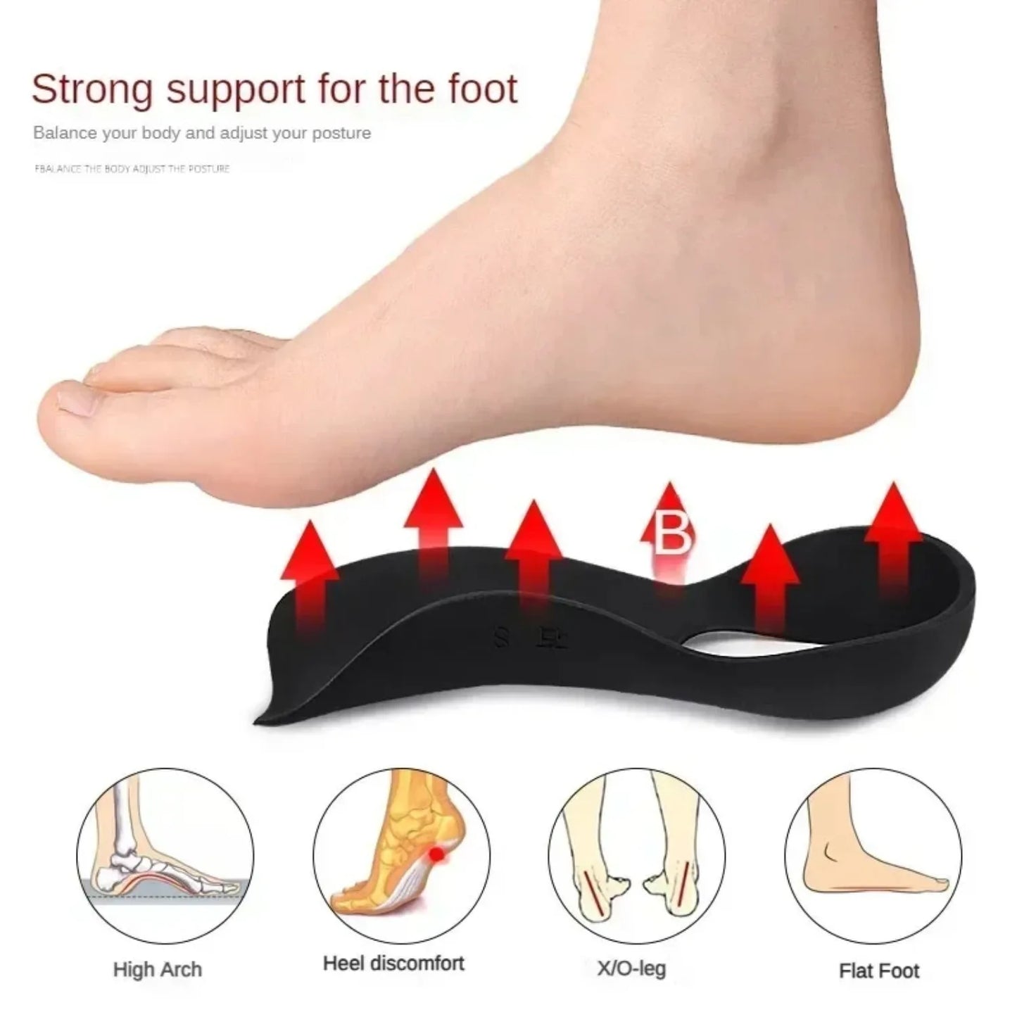NONECN Flat Foot O Leg Correction Insoles Orthopedic Arch Support