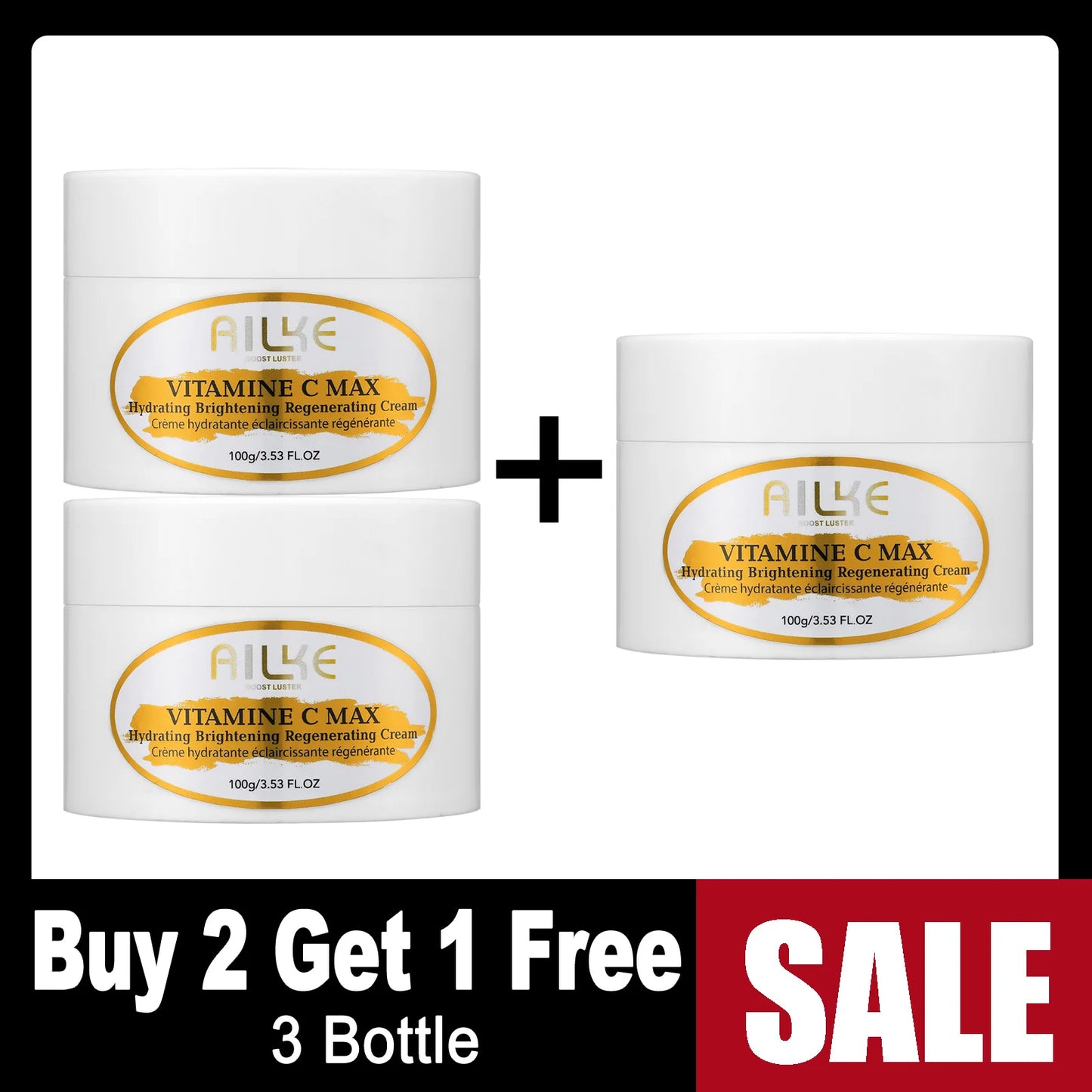 AILKE Brightening Body Cream Vitamin C Hyaluronic Acid Even Tone