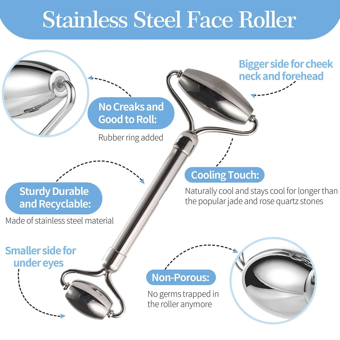 Stainless Steel Ice Face Roller For Facial Skin Care Tools