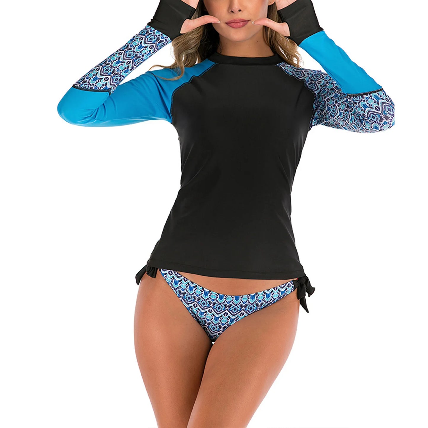 long sleeve UV protection rash guard bikini set