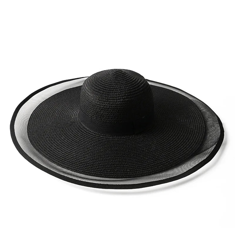 Women Wide Brim Sun Hat Foldable Straw Visor UV Protection