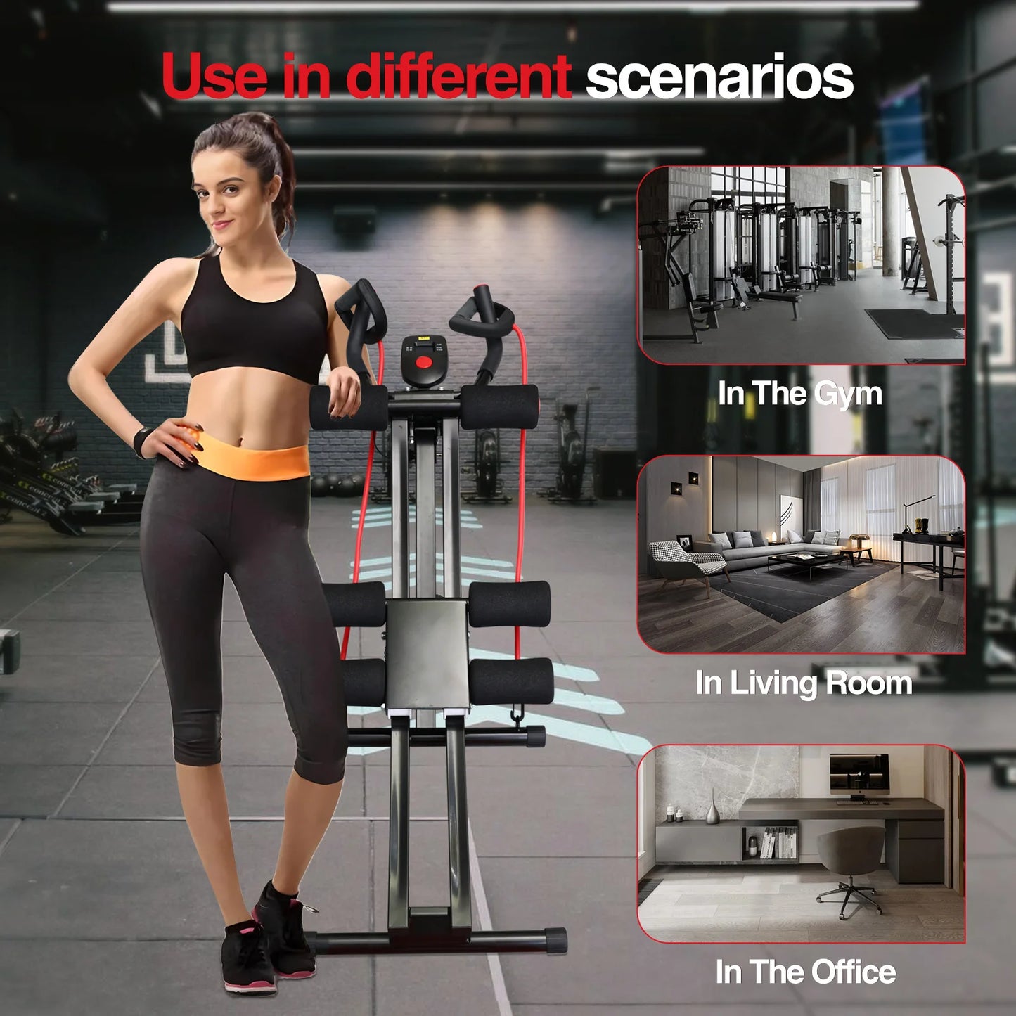 Foldable Ab Machine For Home Gym Core And LCD Display