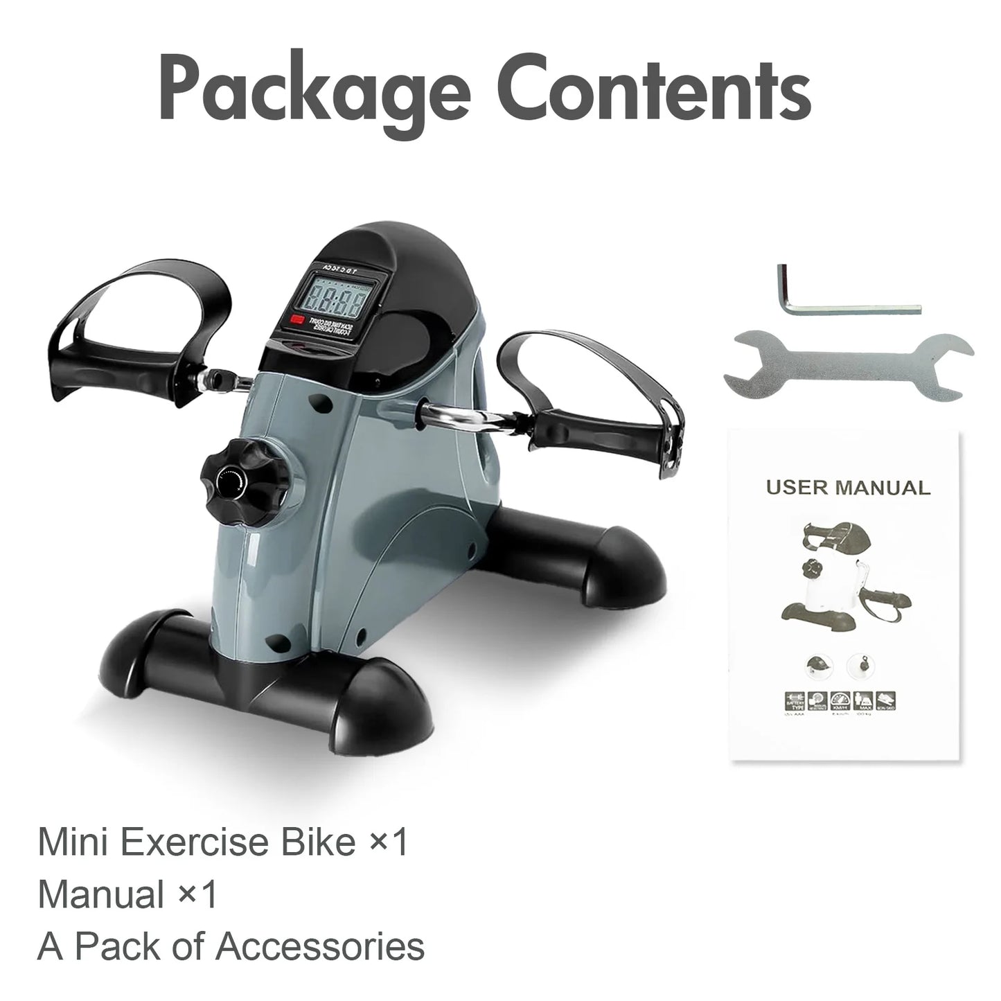 Under Desk Pedal Exerciser With Lcd Display For Leg Knee
