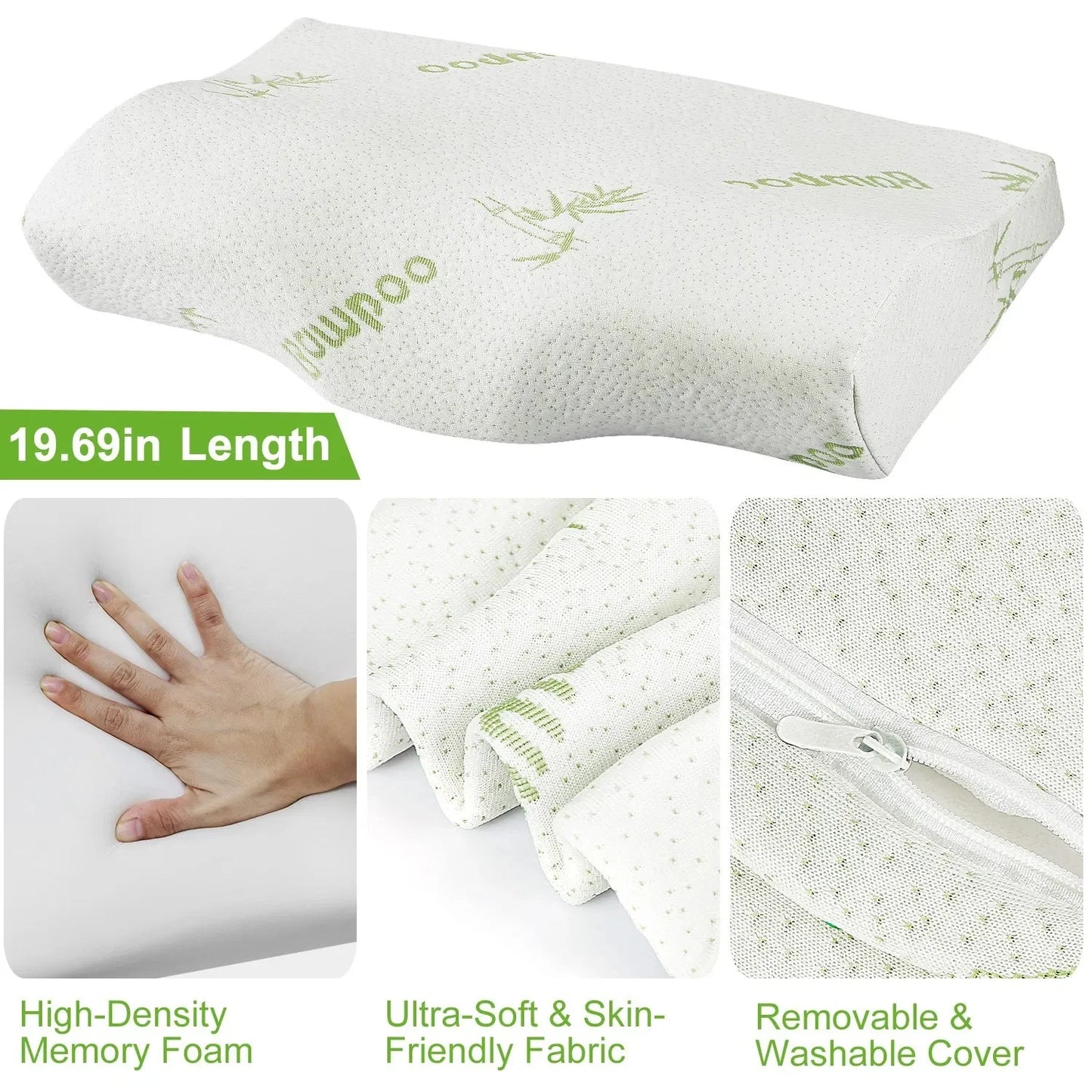Bamboo Memory Foam Cervical Pillow for Neck Support and Comfort